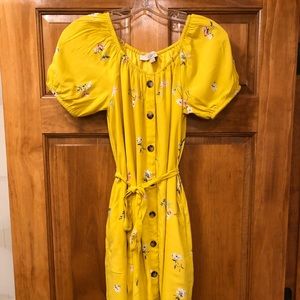 Yellow floral print dress